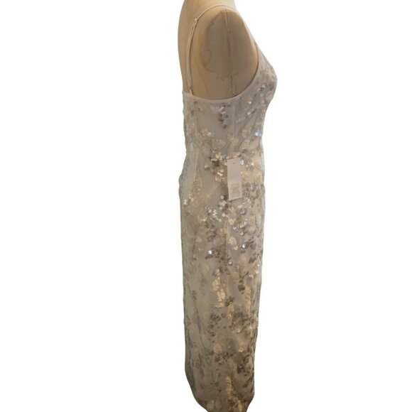 Never Fully Dressed Womens White Sansa Sequin Spaghetti Strap Slip Dress Size 4 - Picture 9 of 15